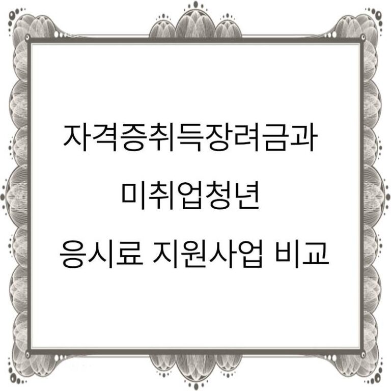 자격증취득장려금과 미취업청년 응시료 지원사업 비교: 차이점, 지원금, 신청방법 총정리