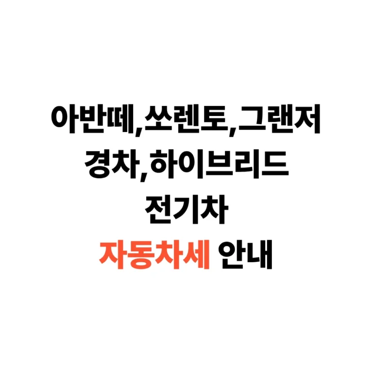 차종류별 자동차세 안내