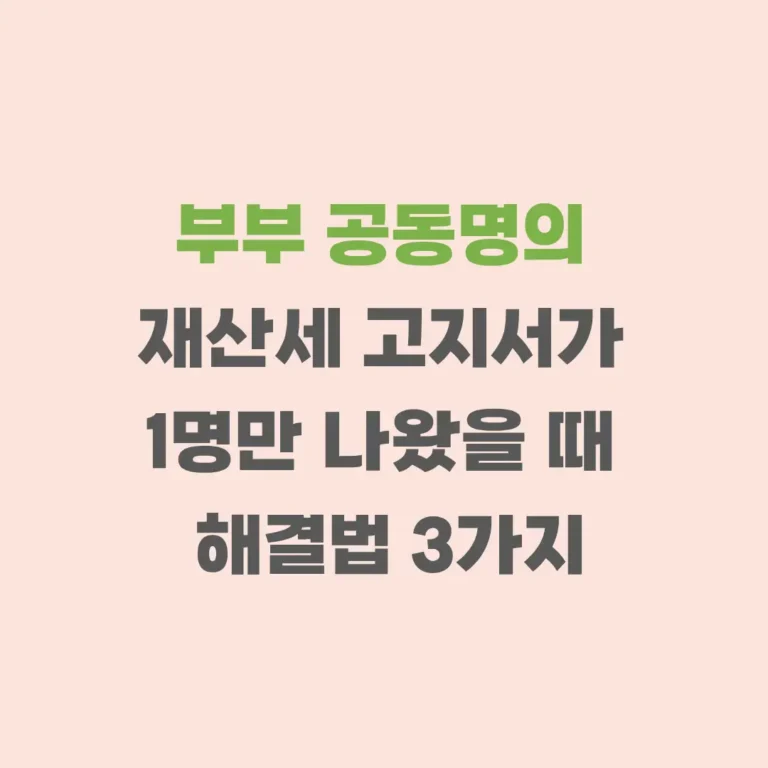 재산세 고지서 1명만 나왔을때
