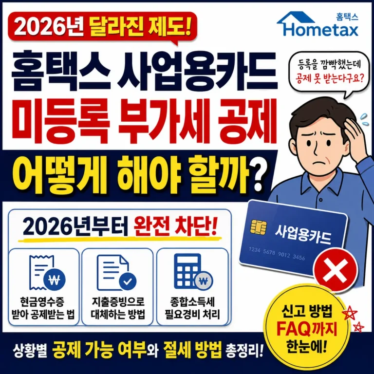 사업용카드 미등록 부가세 홈택스