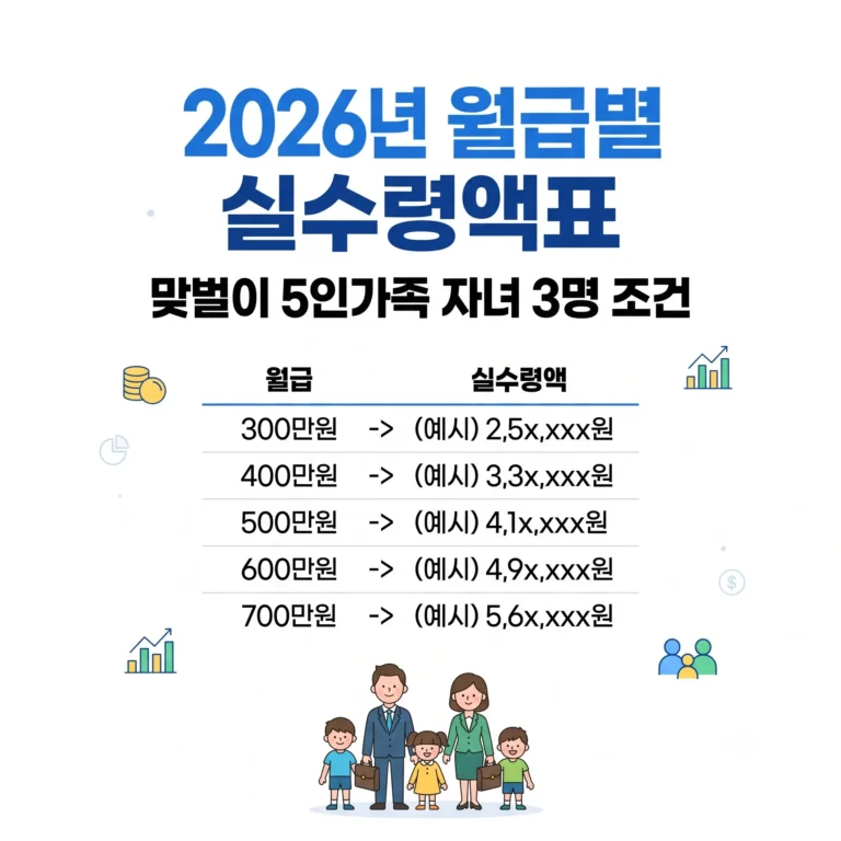 맞벌이 실수령액표