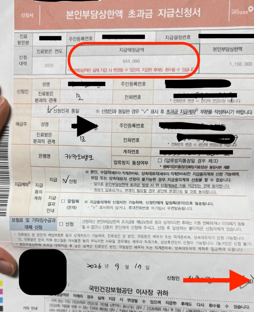 본인부담상한제 신청서