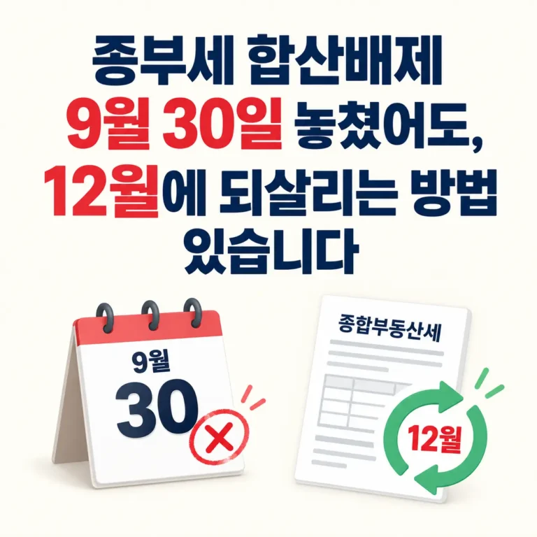 종부세 합산배세 9월 30일이 지나도 12월에 살리는 방법
