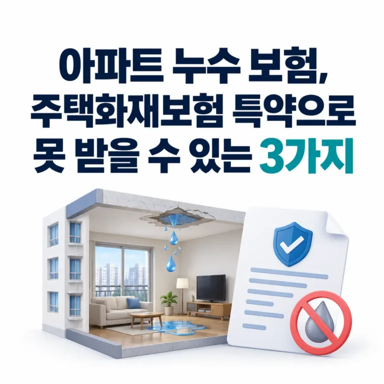 아파트 누수 보험 특약으로 못받을 수도 있습니다.