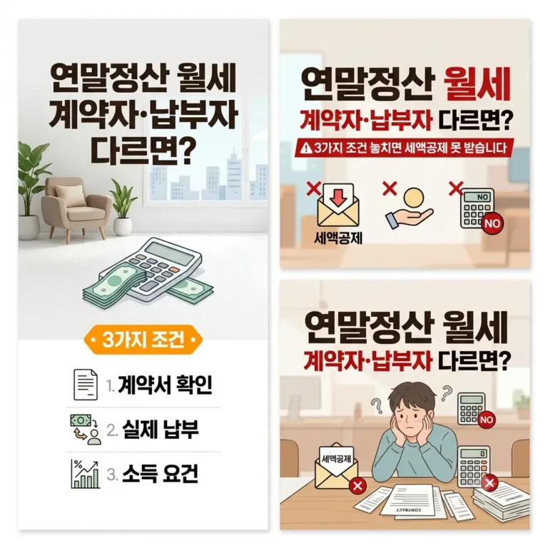 연말정산 월세 계약자와 이체자가 다를 경우네는
